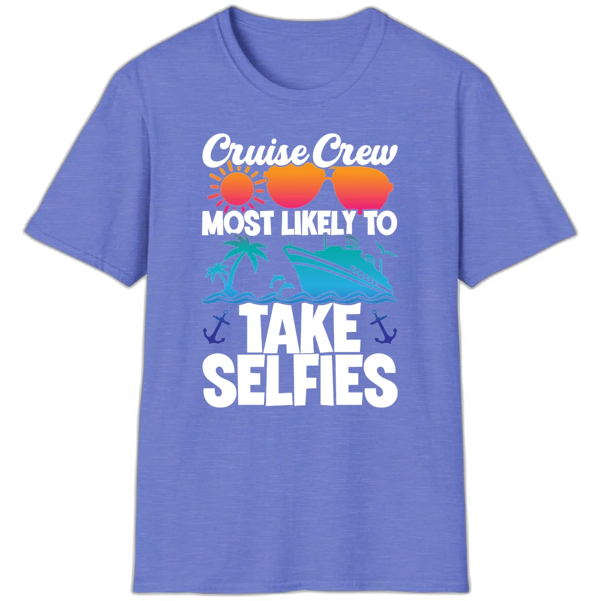 Cruise Crew Most Likely To Take Selfies T-Shirt in Heather Royal