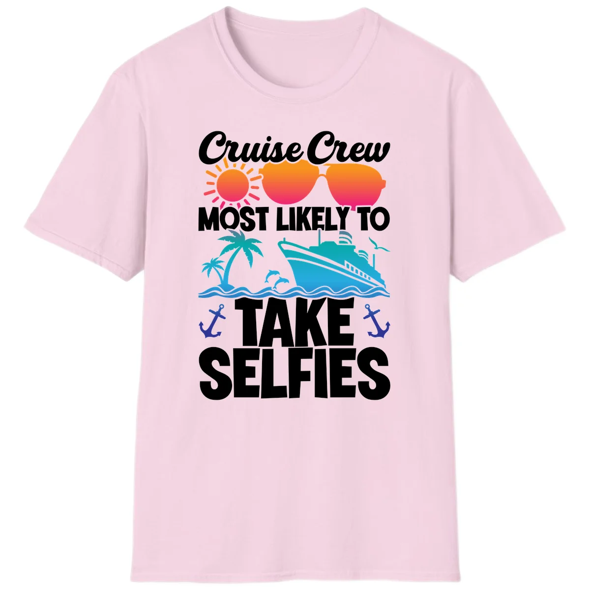 Cruise Crew Most Likely To Take Selfies T-Shirt in Light Pink