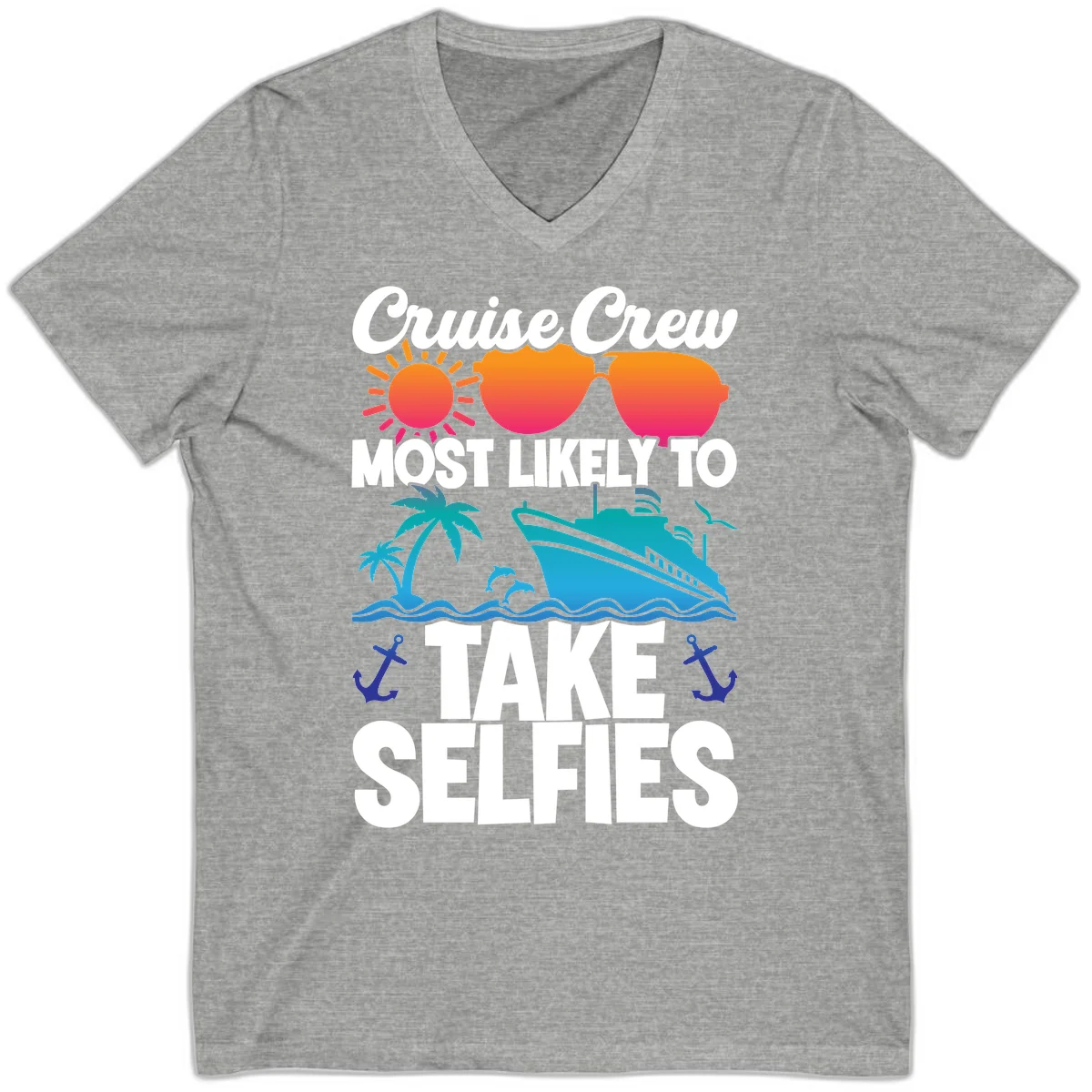 Cruise Crew Most Likely To Take Selfies V-Neck in Athletic Heather