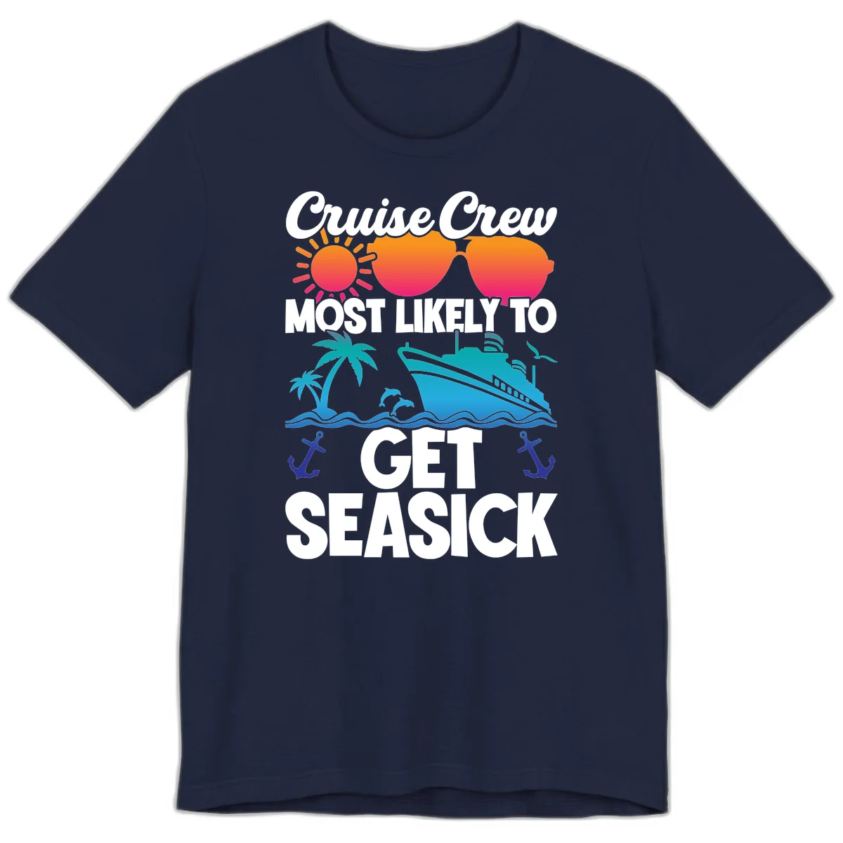 Cruise Crew Most Likely To Get Seasick Premium T-Shirt in Navy