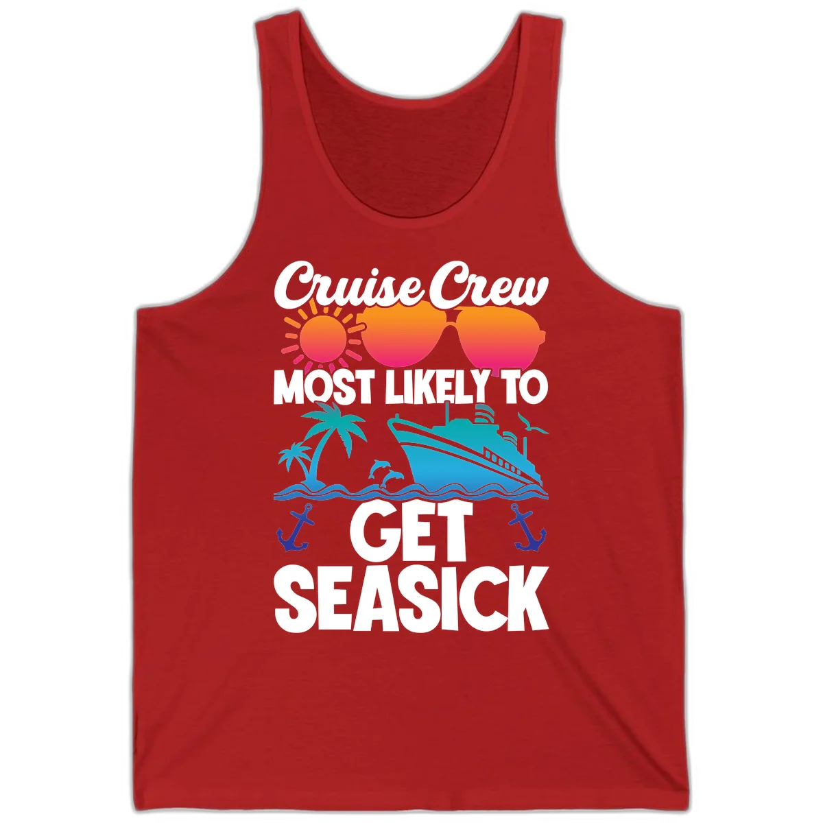 Cruise Crew Most Likely To Get Seasick Tank in Red