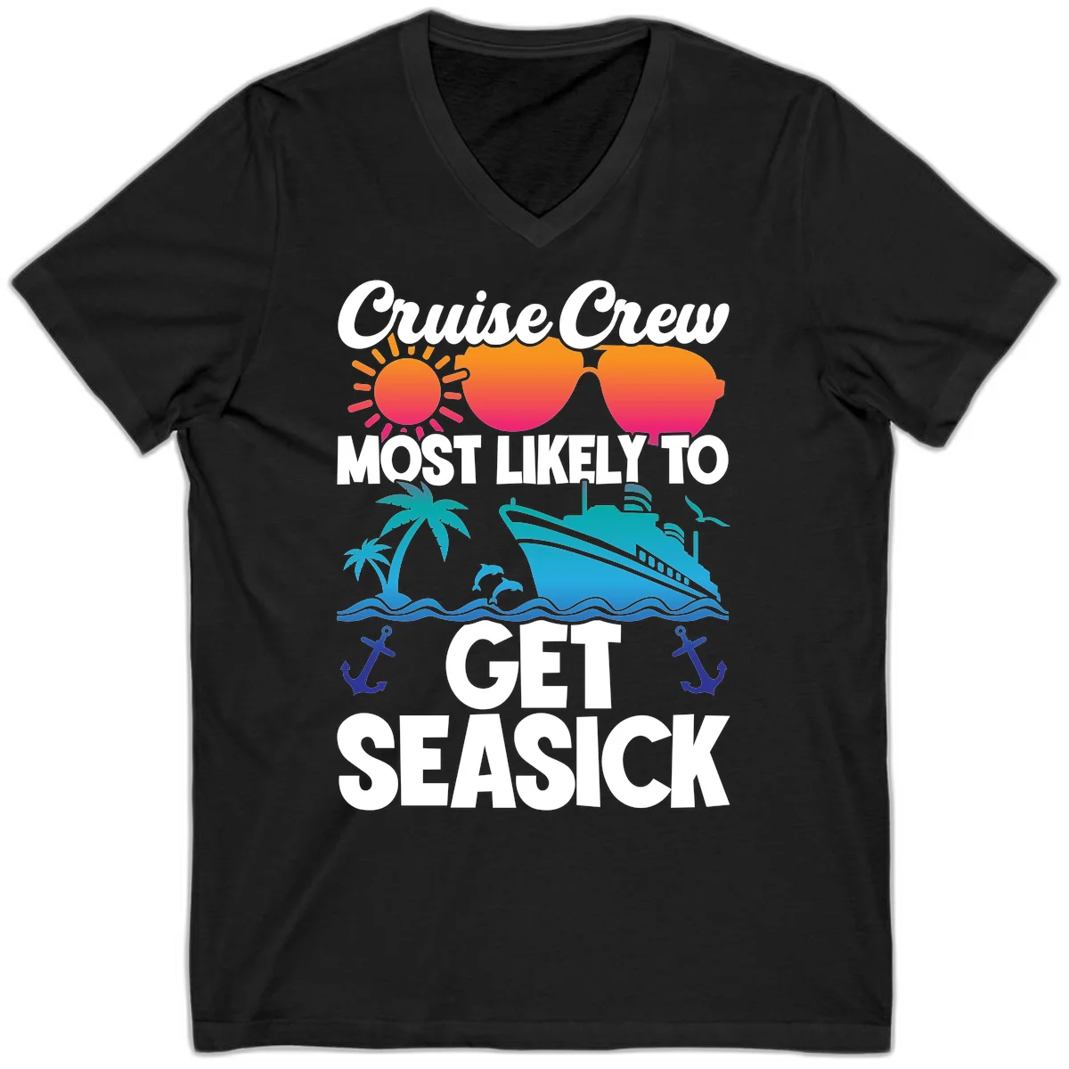 Cruise Crew Most Likely To Get Seasick V-Neck in Black