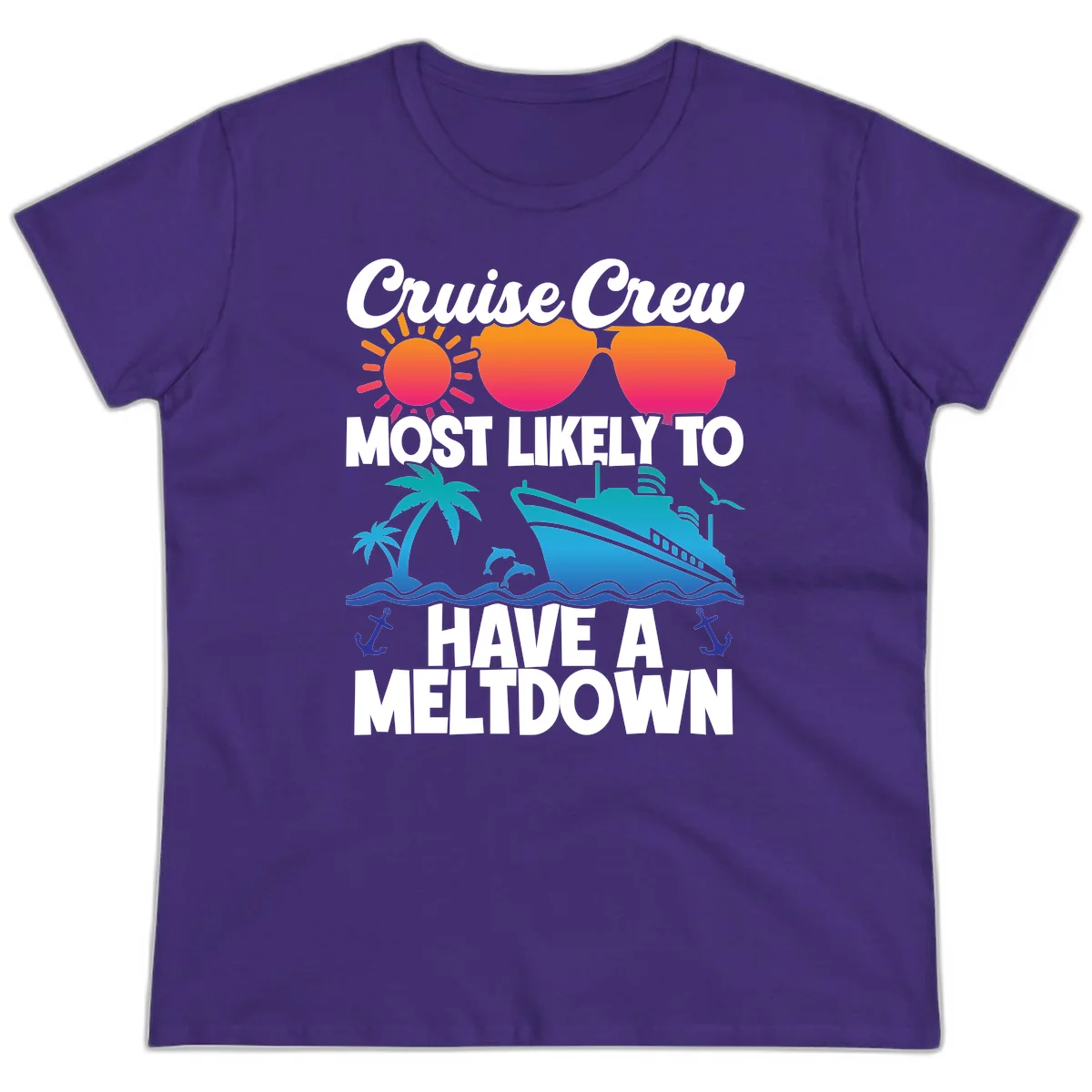 Cruise Crew Most Likely To Meltdown Ladies Tee in Purple
