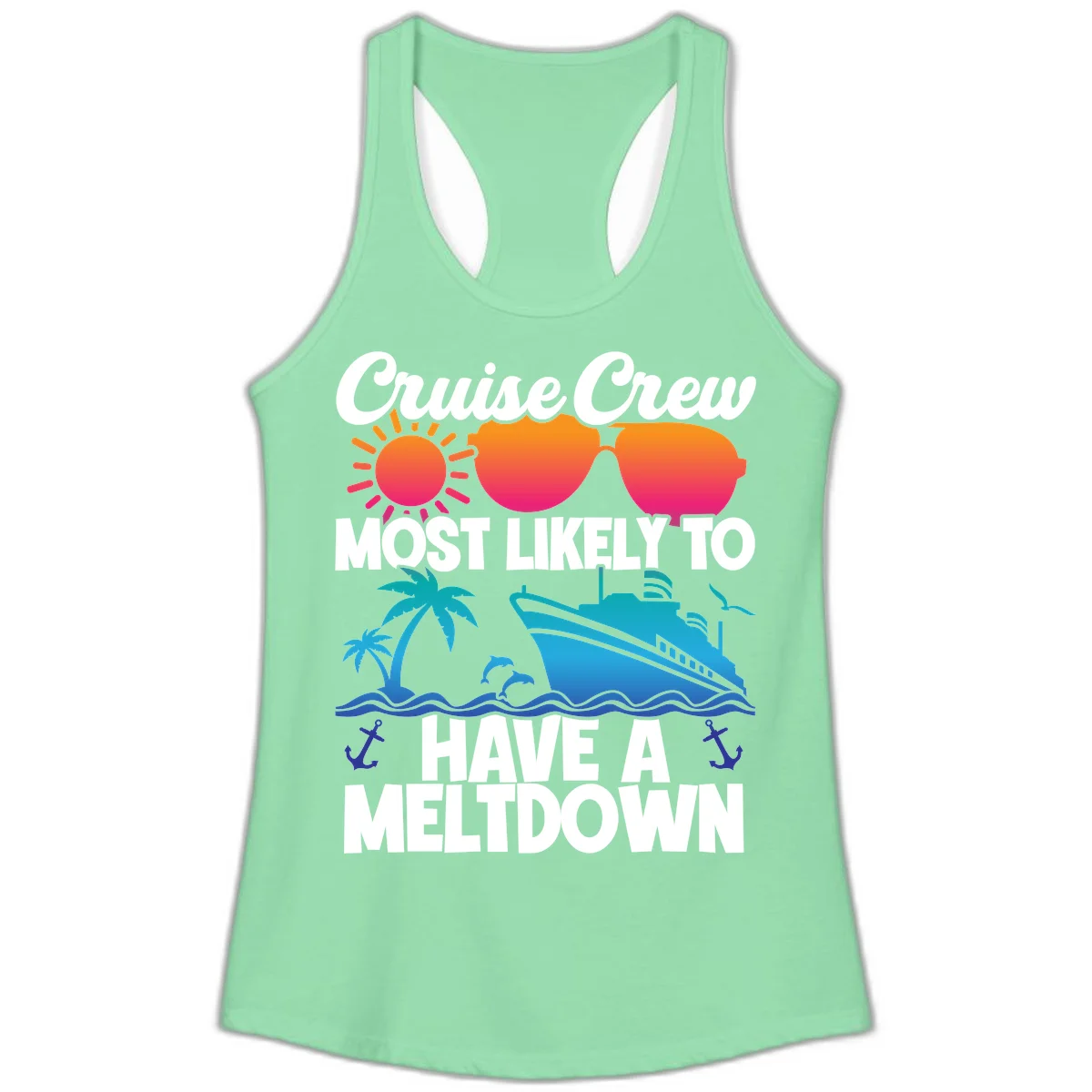 Cruise Crew Most Likely To Meltdown Ladies Tank in Solid Mint
