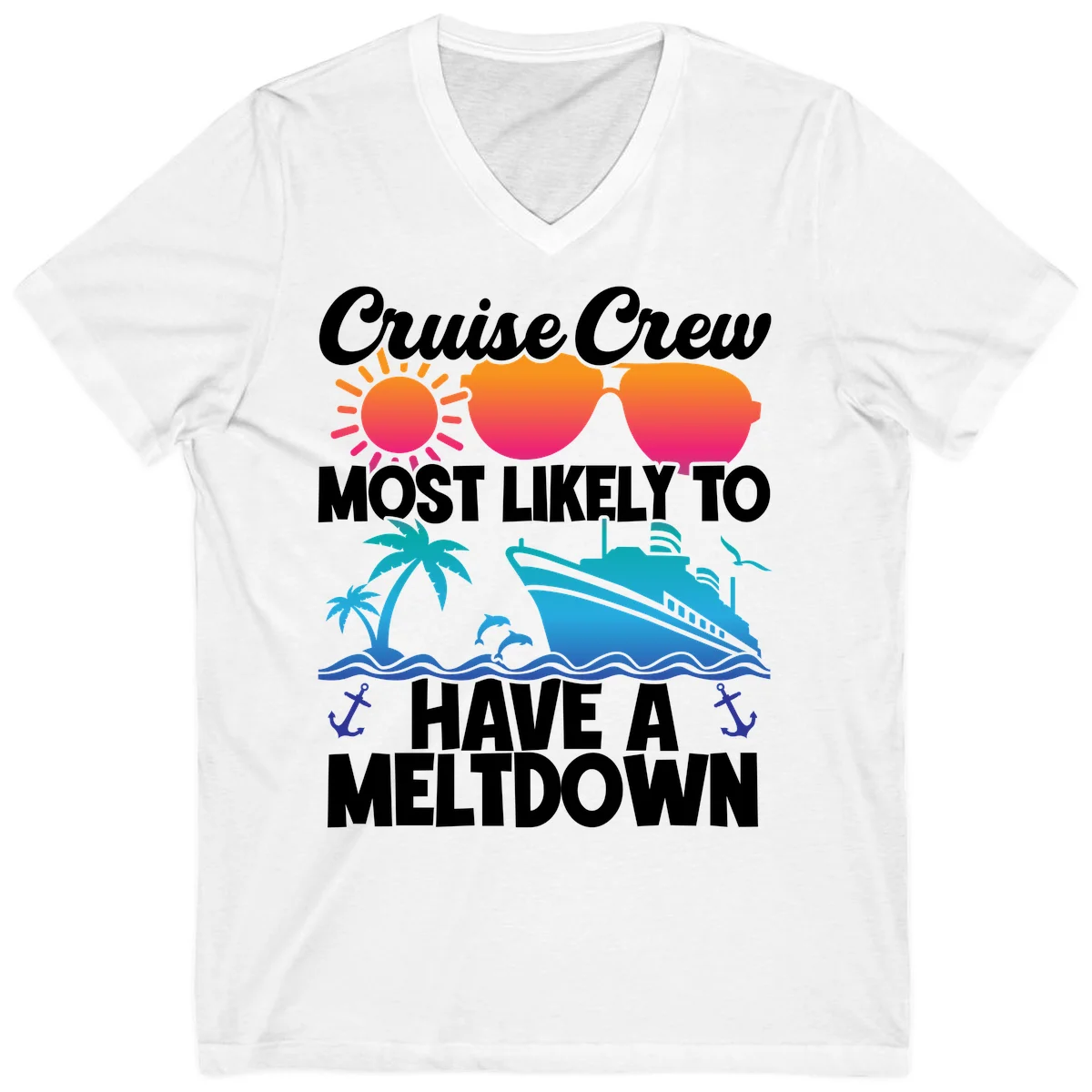 Cruise Crew Most Likely To Meltdown V-Neck in White