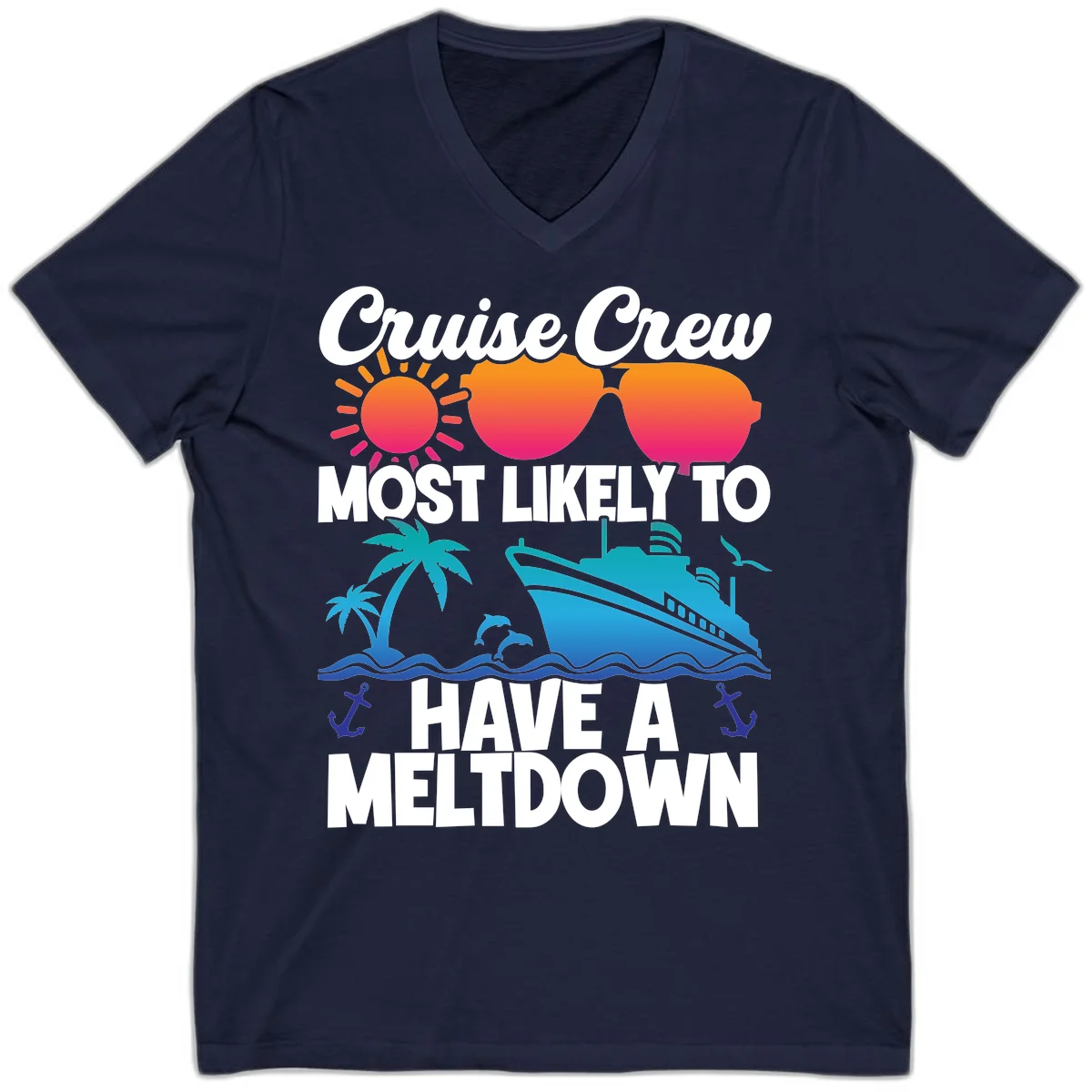 Cruise Crew Most Likely To Meltdown V-Neck in Navy
