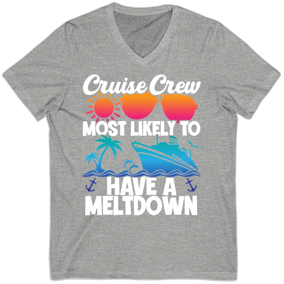 Cruise Crew Most Likely To Meltdown V-Neck in Athletic Heather