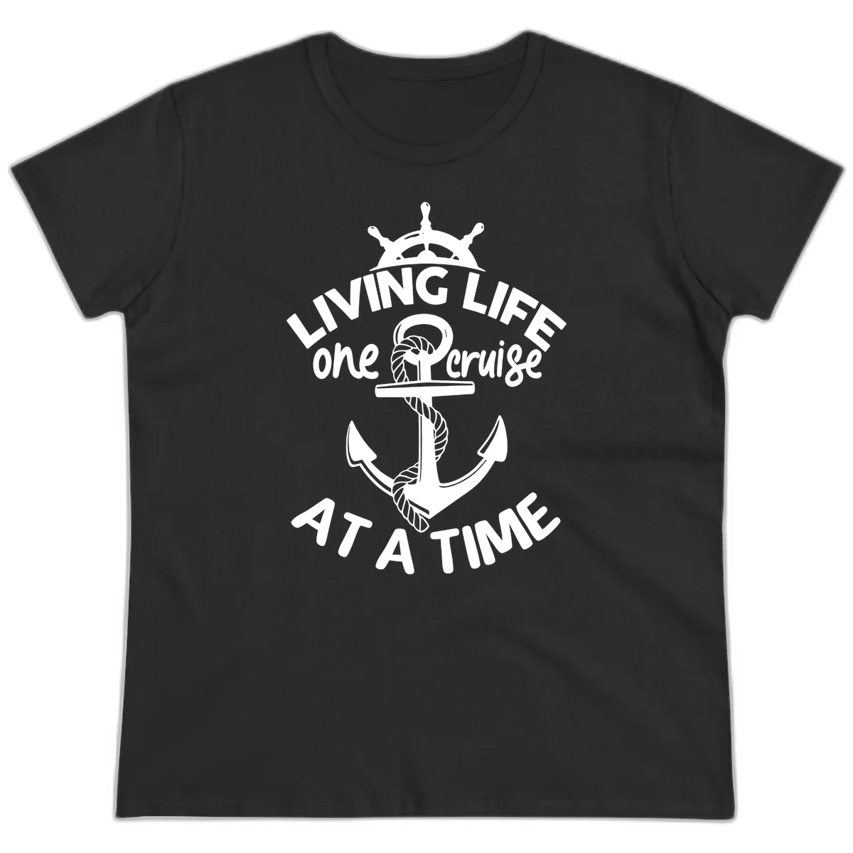 Living Life One Cruise At A Time Ladies Tee in Black