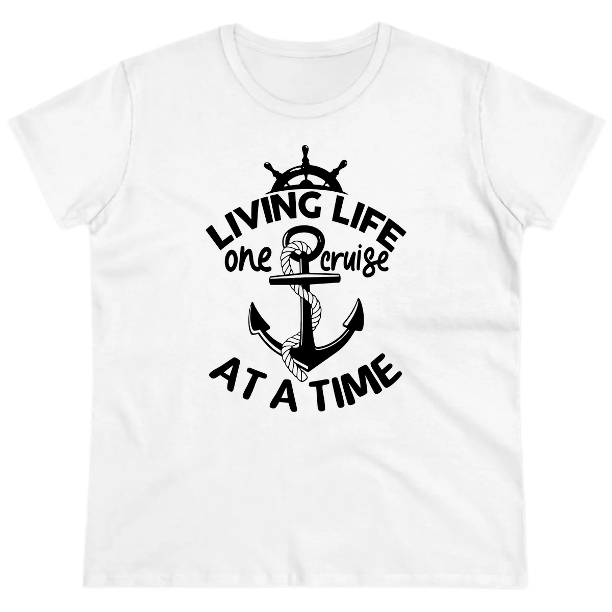 Living Life One Cruise At A Time Ladies Tee in White