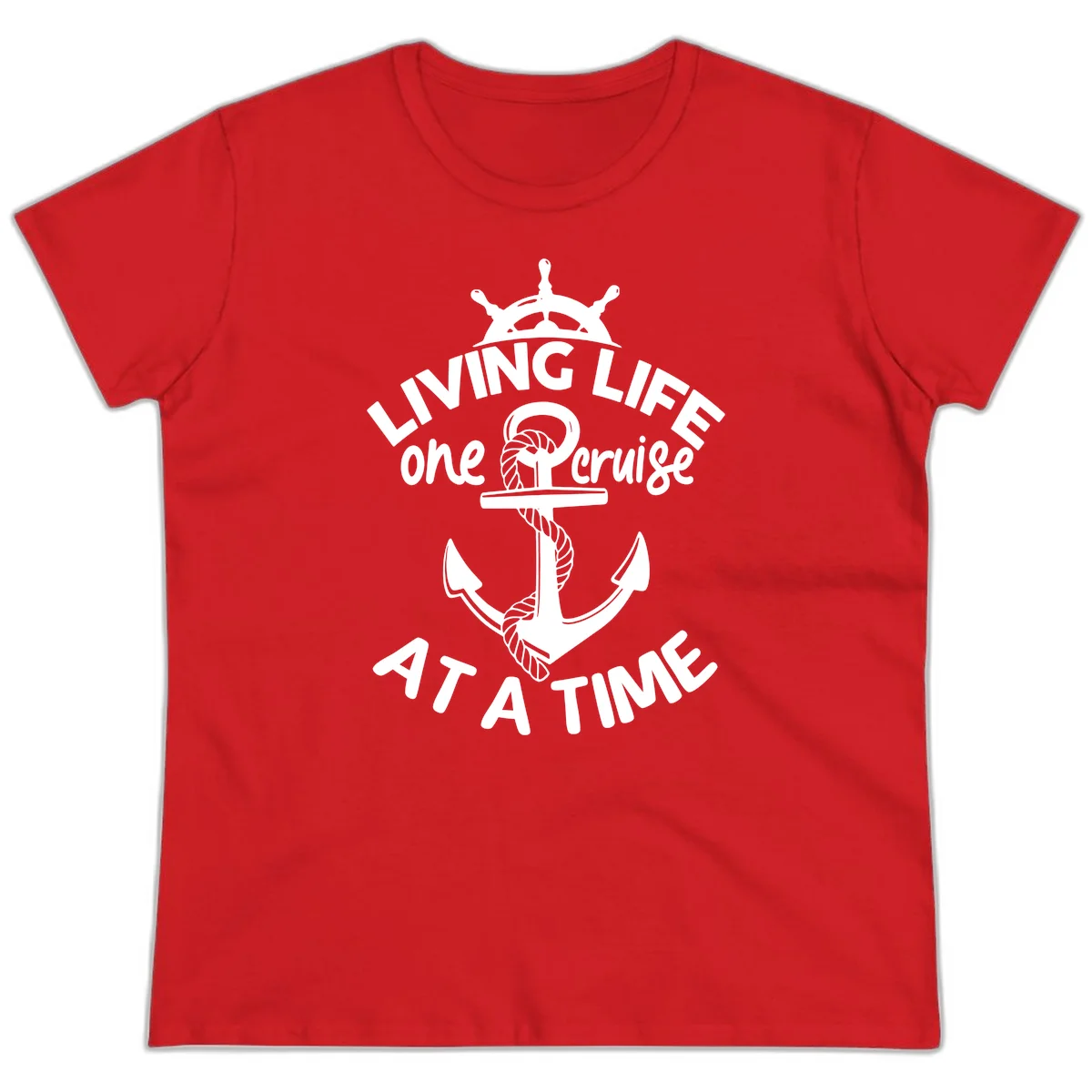 Living Life One Cruise At A Time Ladies Tee in Red