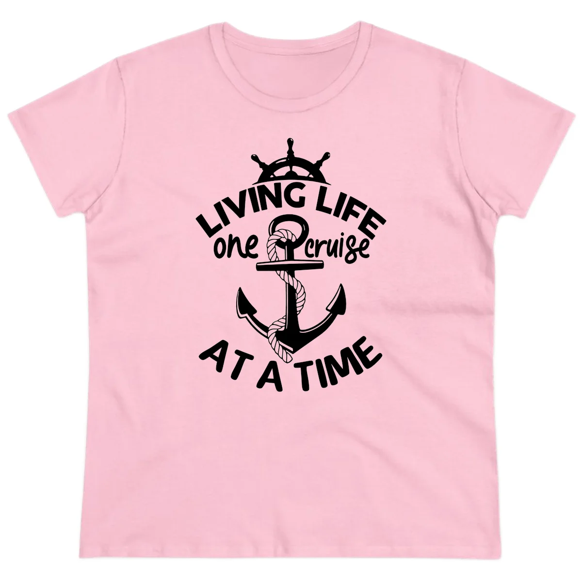 Living Life One Cruise At A Time Ladies Tee in Light Pink