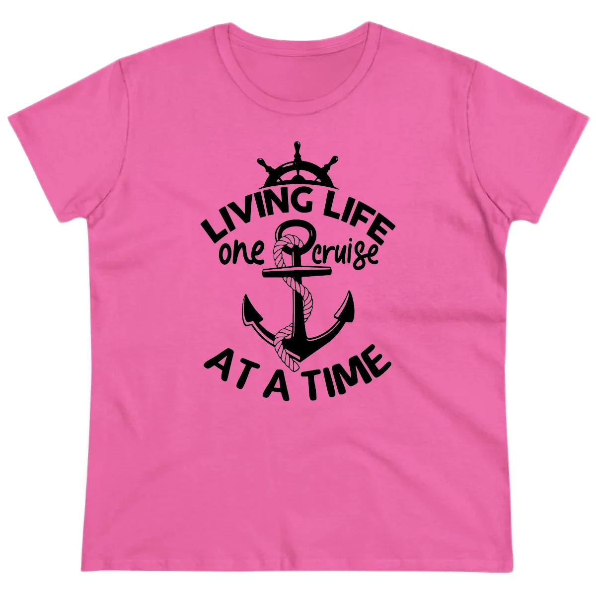 Living Life One Cruise At A Time Ladies Tee in Azalea