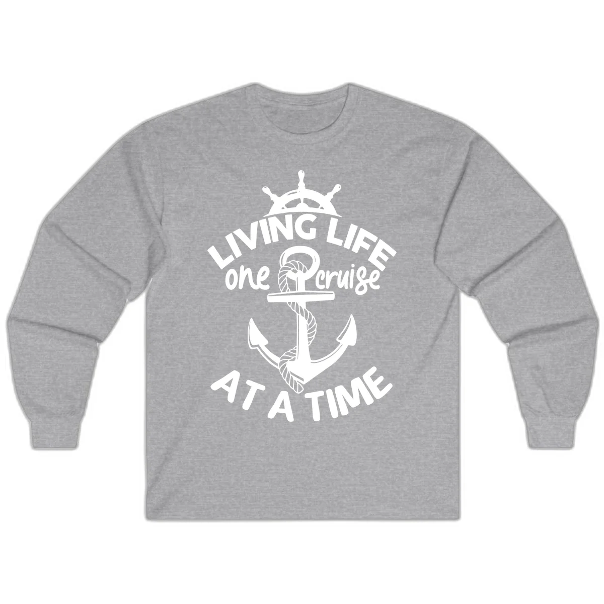 Living Life One Cruise At A Time Long Sleeve in Sport Grey