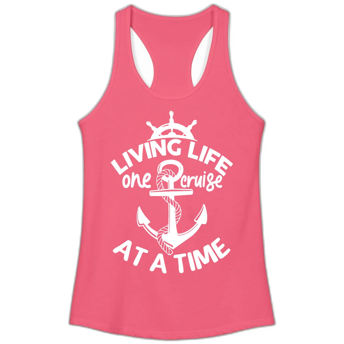 Living Life One Cruise At A Time Ladies Tank in Hot Pink