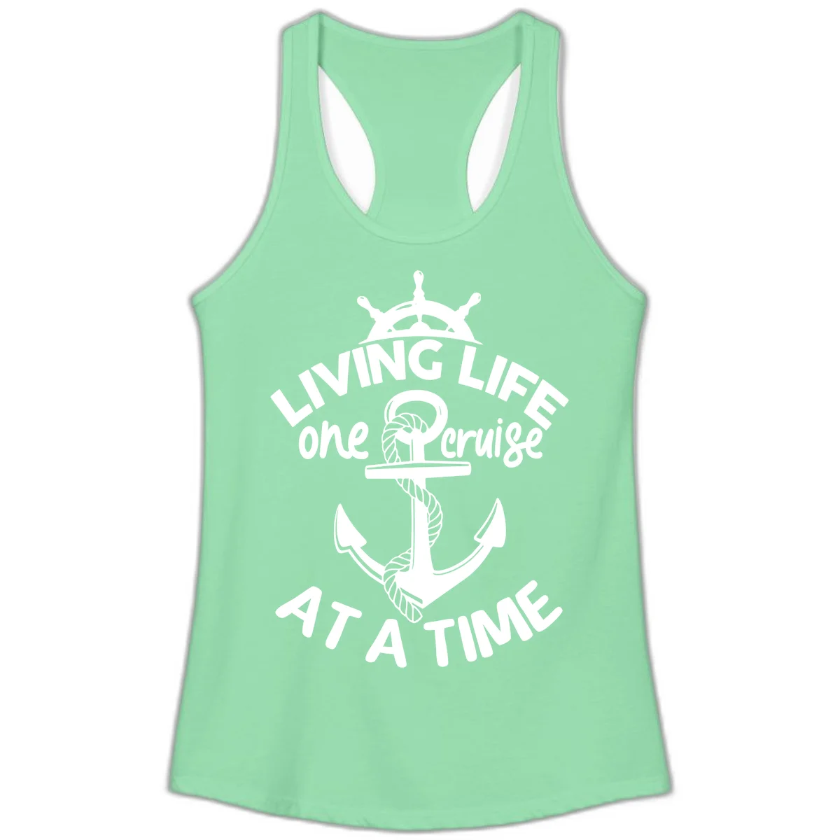 Living Life One Cruise At A Time Ladies Tank in Solid Mint