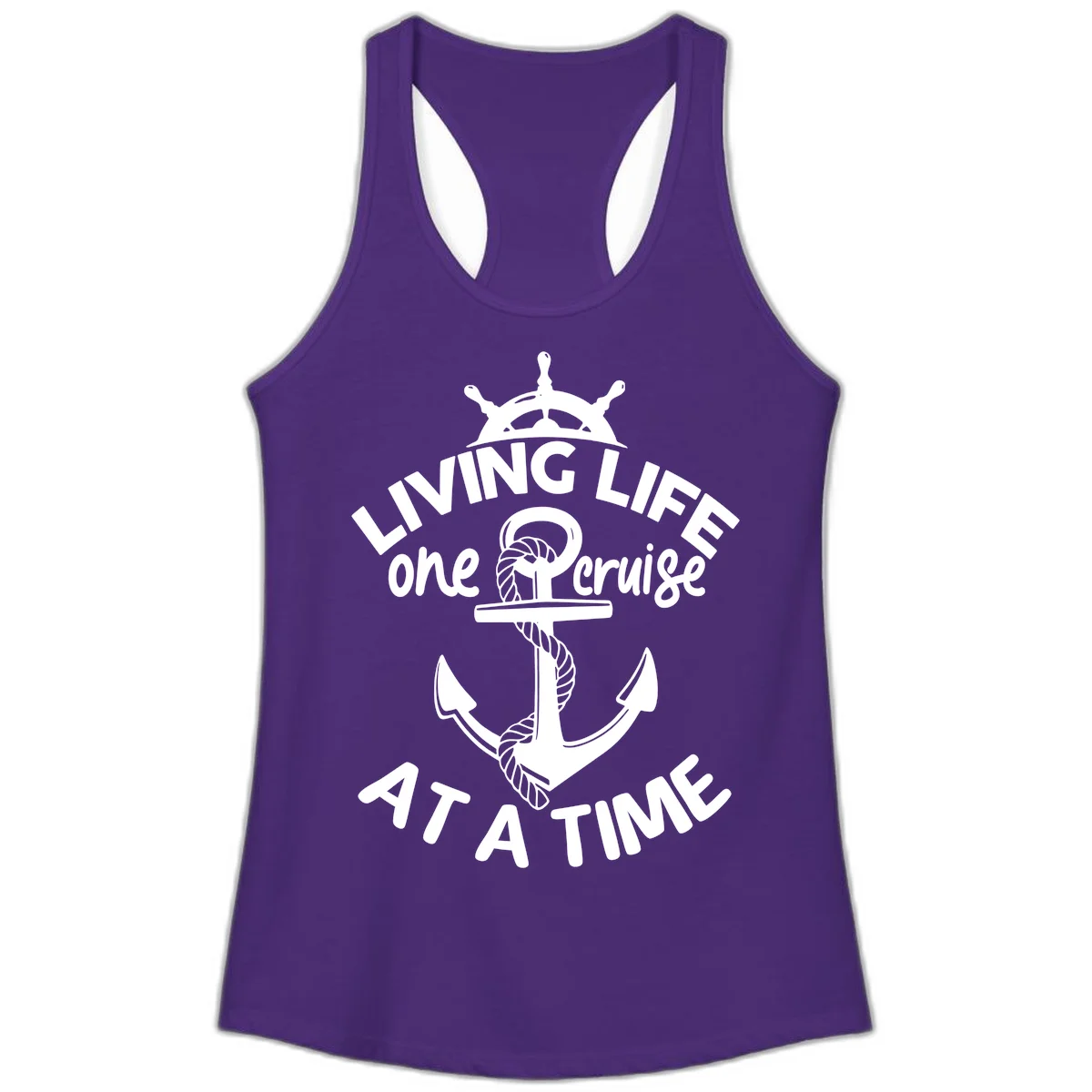 Living Life One Cruise At A Time Ladies Tank in Solid Purple Rush