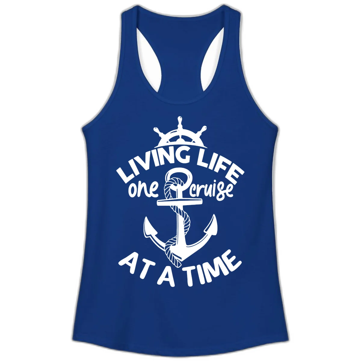 Living Life One Cruise At A Time Ladies Tank in Solid Royal