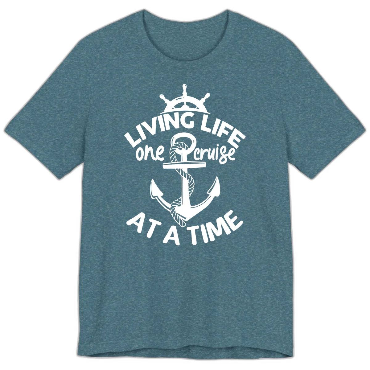Living Life One Cruise At A Time Premium T-Shirt in Heather Deep Teal