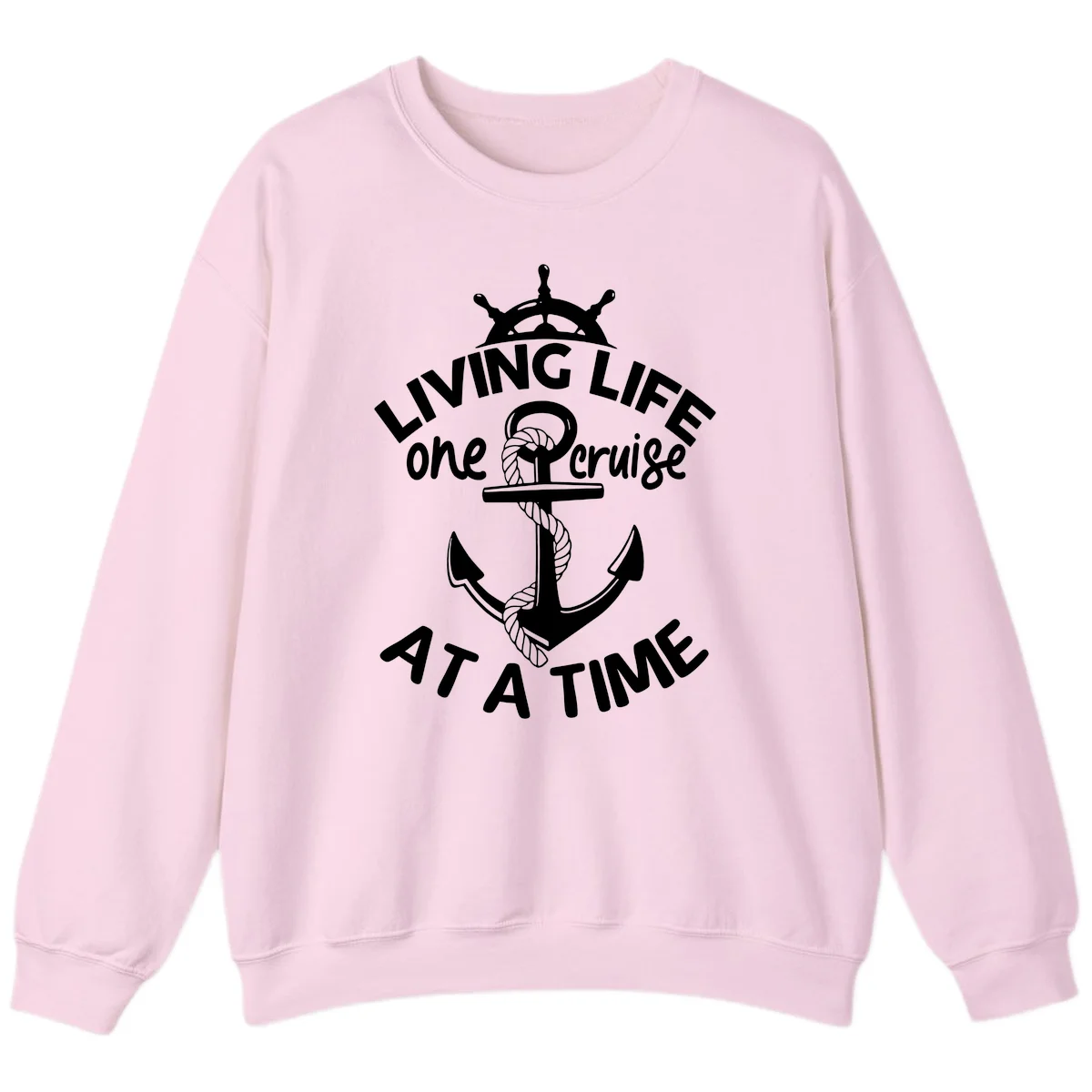 Living Life One Cruise At A Time Sweatshirt in Light Pink