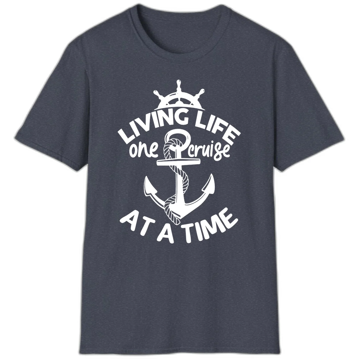 Living Life One Cruise At A Time T-Shirt in Heather Navy