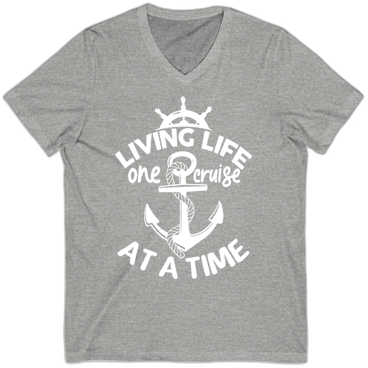 Living Life One Cruise At A Time V-Neck in Athletic Heather