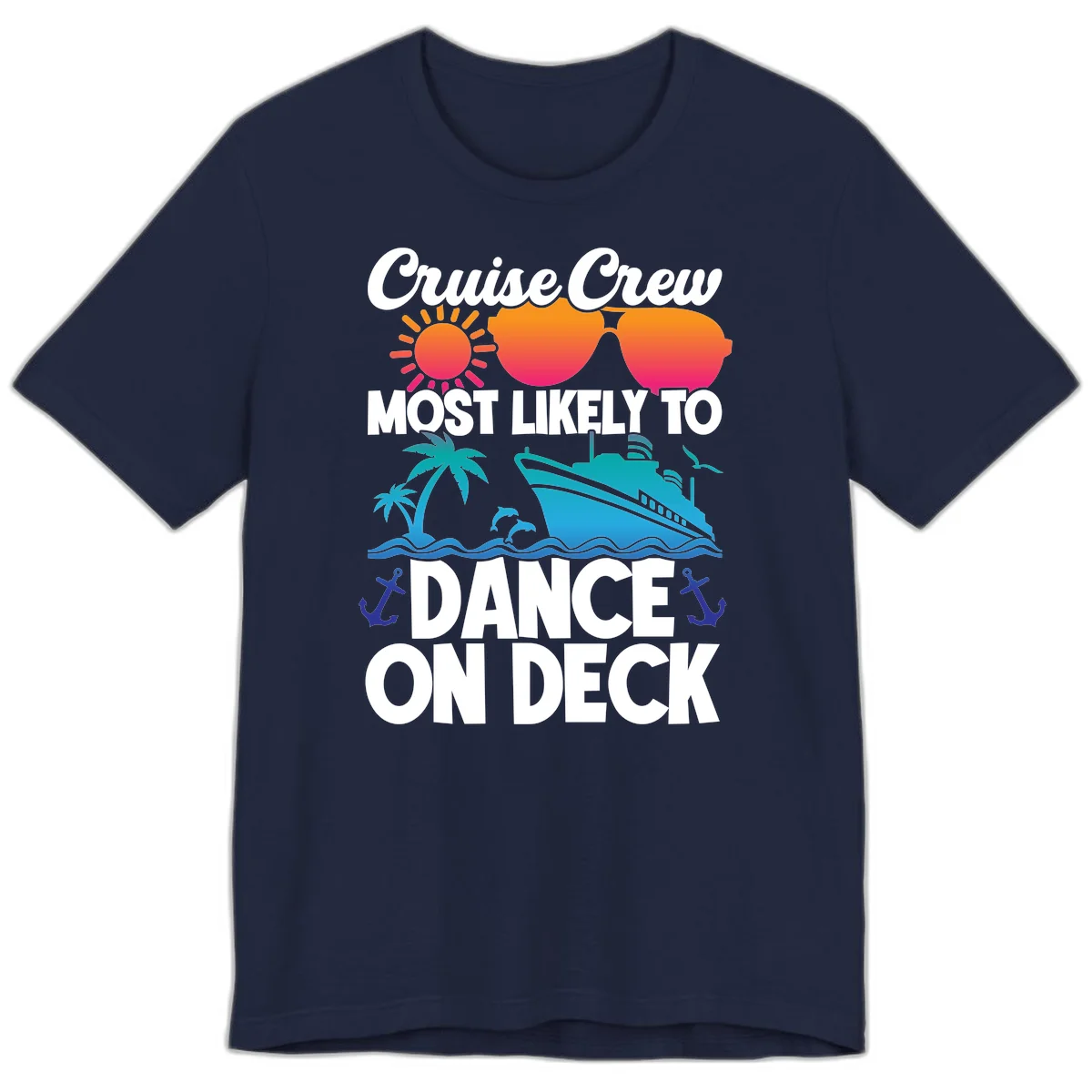Cruise Crew Most Likely To Dance On Deck Premium T-Shirt in Navy