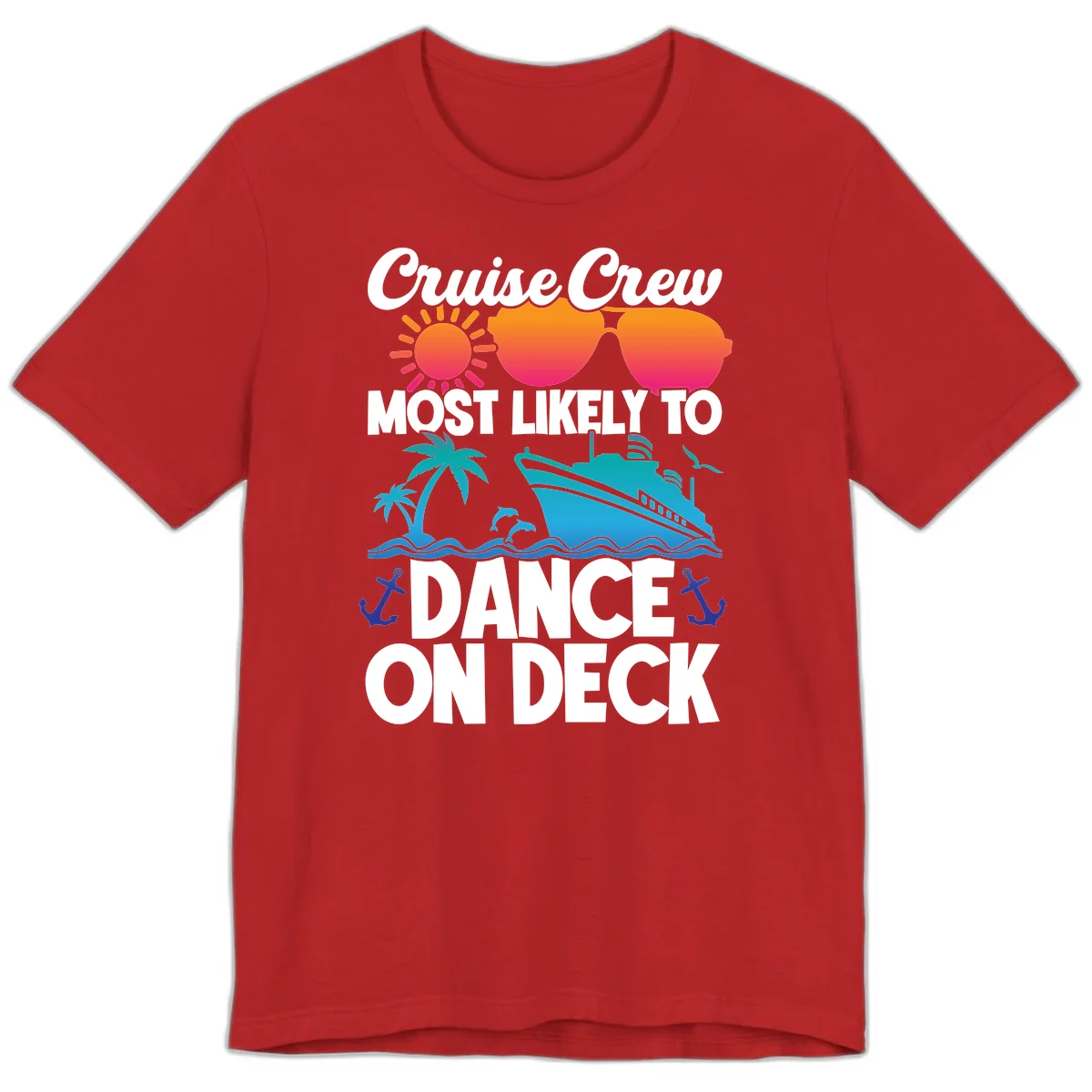 Cruise Crew Most Likely To Dance On Deck Premium T-Shirt in Red