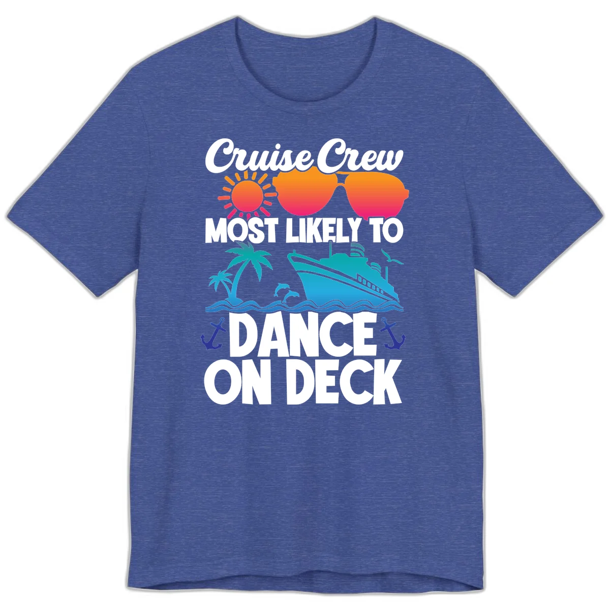 Cruise Crew Most Likely To Dance On Deck Premium T-Shirt in Heather True Royal