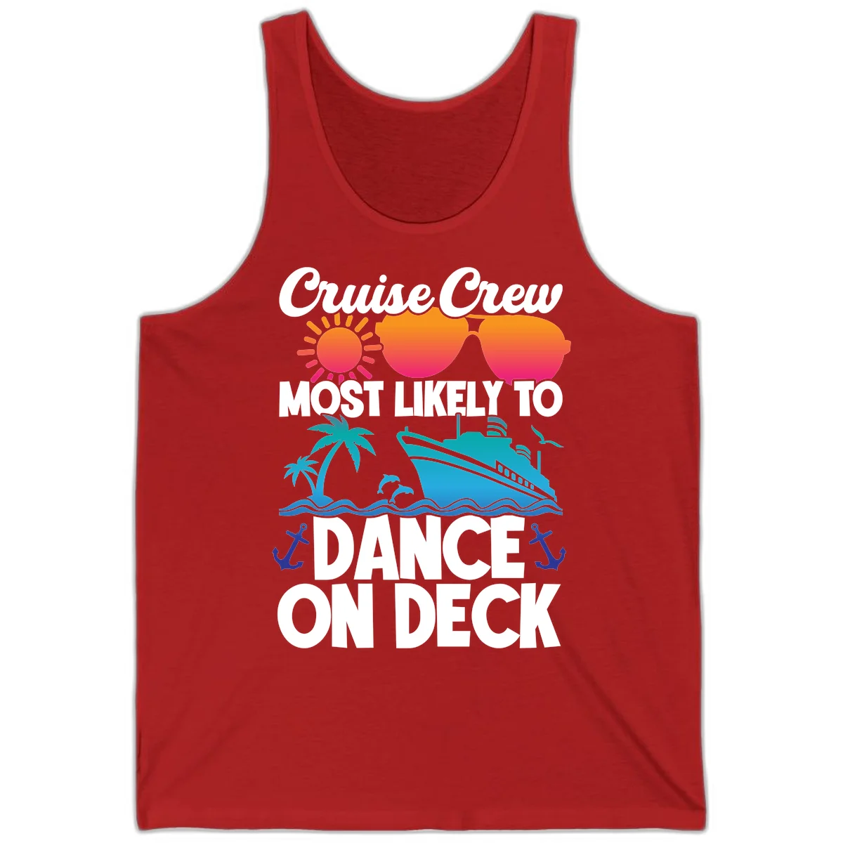 Cruise Crew Most Likely To Dance On Deck Tank in Red