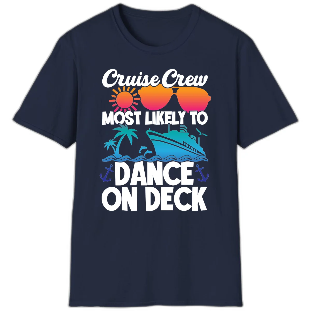 Cruise Crew Most Likely To Dance On Deck T-Shirt in Navy