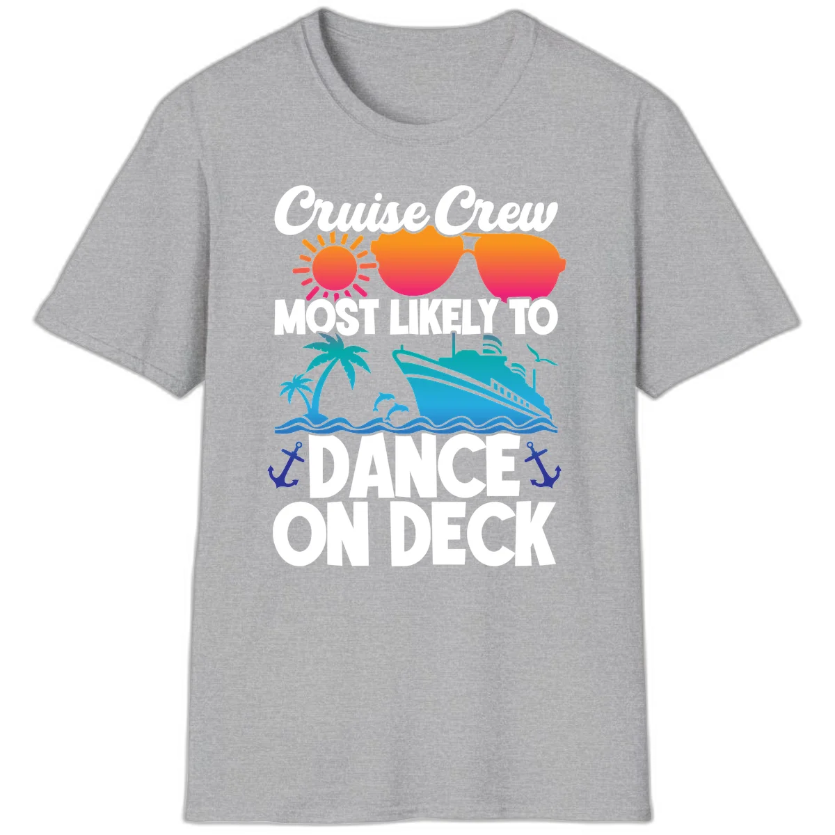 Cruise Crew Most Likely To Dance On Deck T-Shirt in Sport Grey