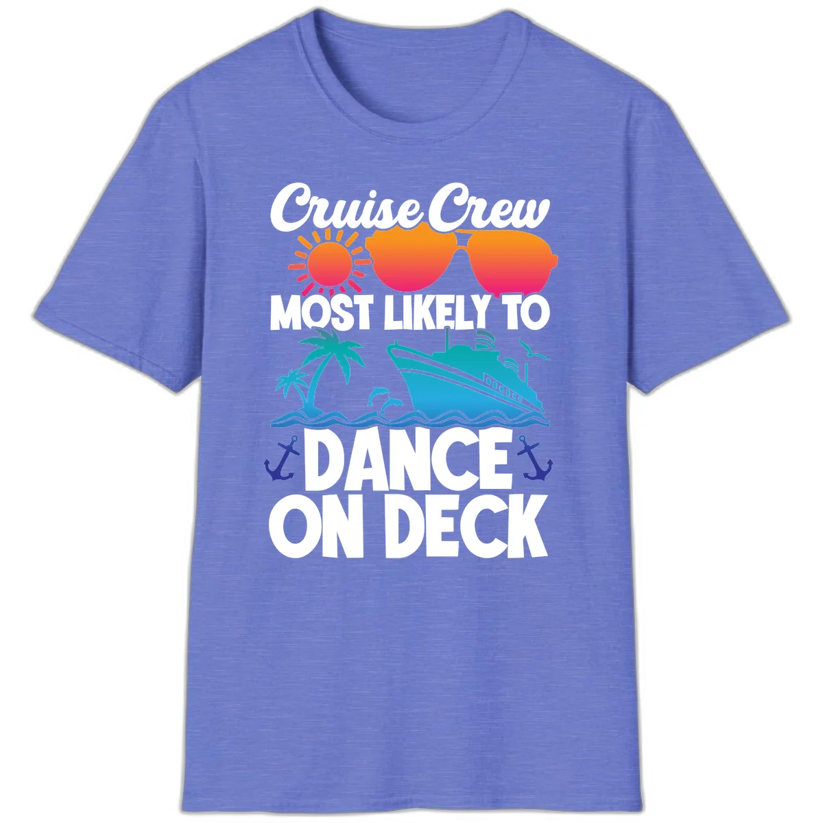 Cruise Crew Most Likely To Dance On Deck T-Shirt in Heather Royal