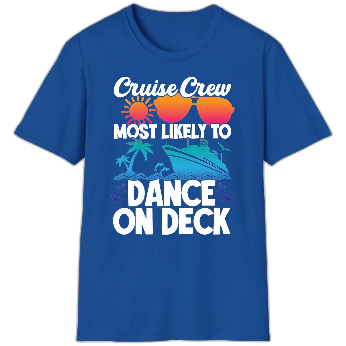 Cruise Crew Most Likely To Dance On Deck T-Shirt in Royal