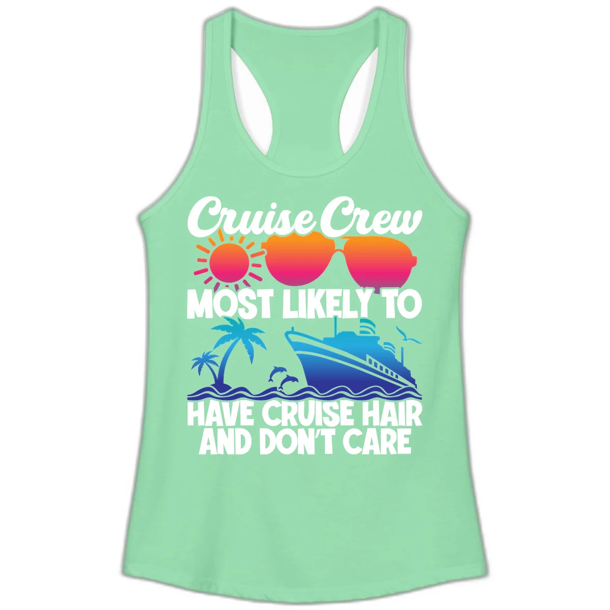 Cruise Crew Most Likely To Have Cruise Hair Ladies Tank in Solid Mint