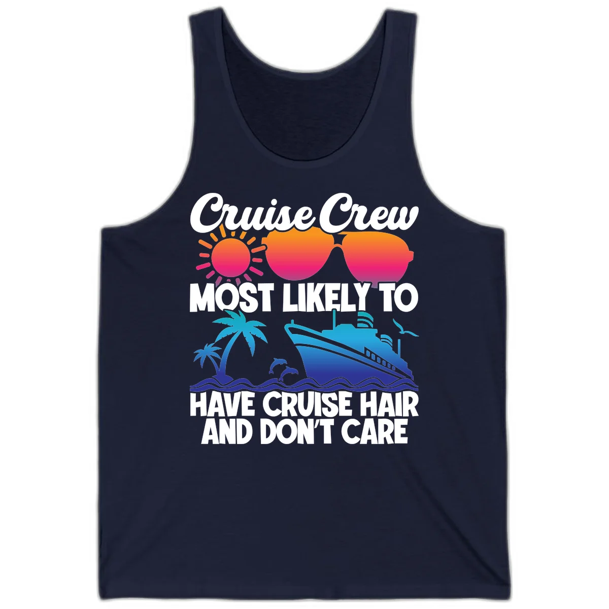 Cruise Crew Most Likely To Have Cruise Hair Tank in Navy