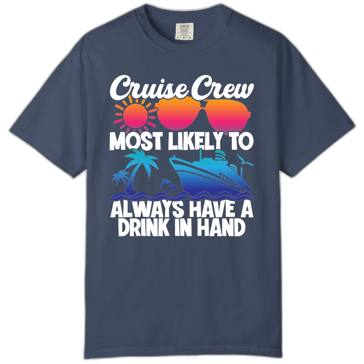 Cruise Crew Drink In Hand Comfort Color in Midnight