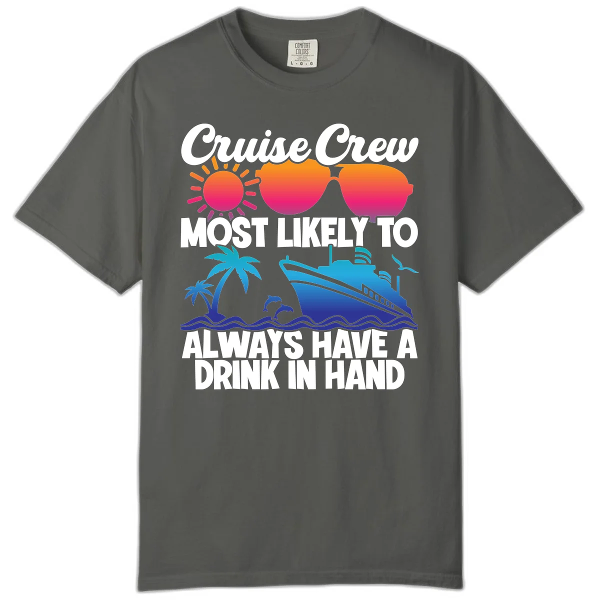 Cruise Crew Drink In Hand Comfort Color in Pepper