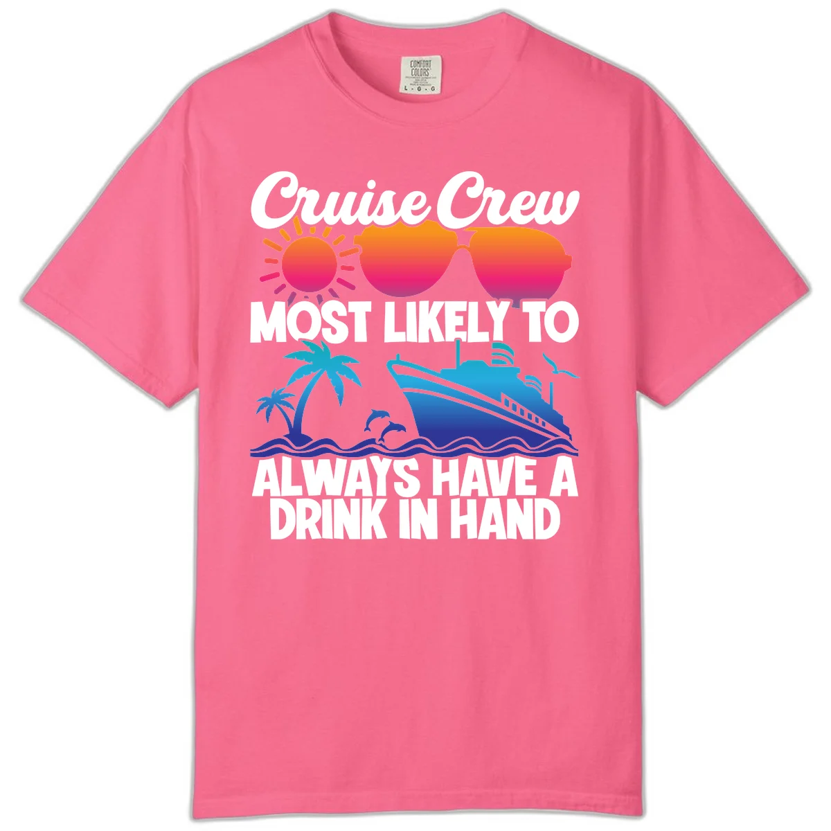 Cruise Crew Drink In Hand Comfort Color in Crunchberry
