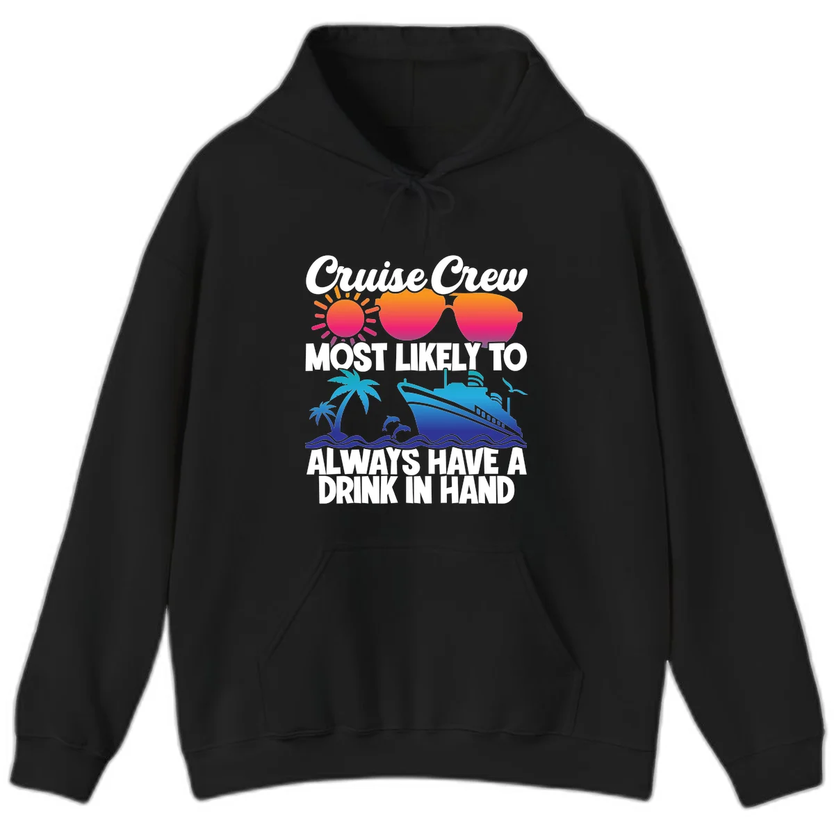 Cruise Crew Drink In Hand Hoodie in Black