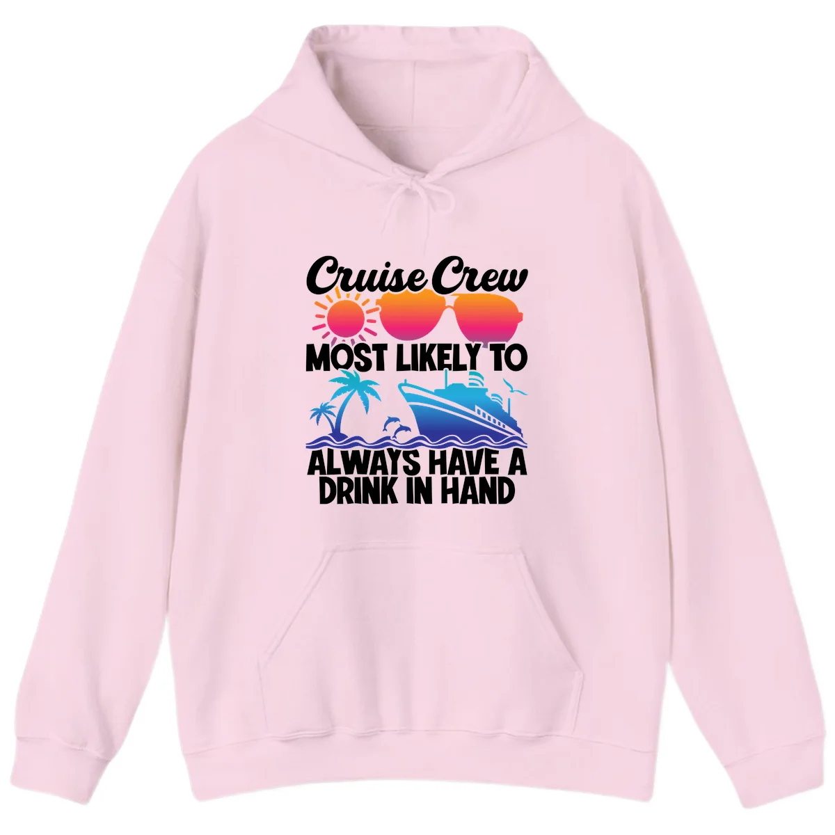 Cruise Crew Drink In Hand Hoodie in Light Pink