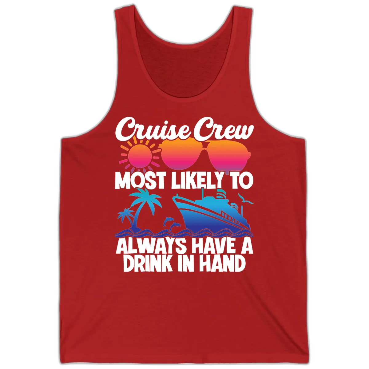 Cruise Crew Drink In Hand Tank in Red