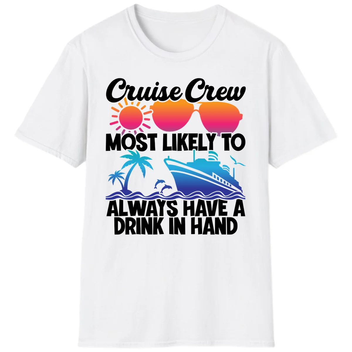 Cruise Crew Drink In Hand T-Shirt in White