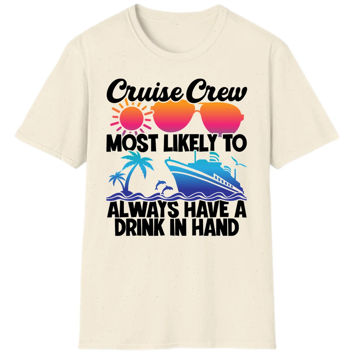Cruise Crew Drink In Hand T-Shirt in Natural