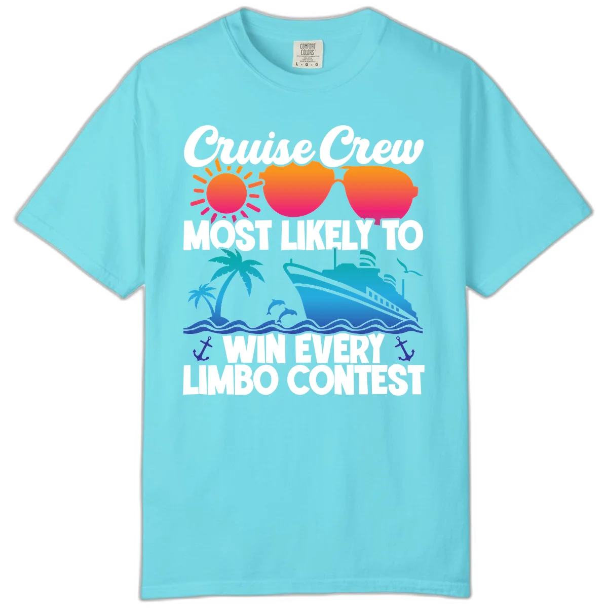Cruise Crew Limbo Contest Comfort Color T-Shirt in Lagoon Blue