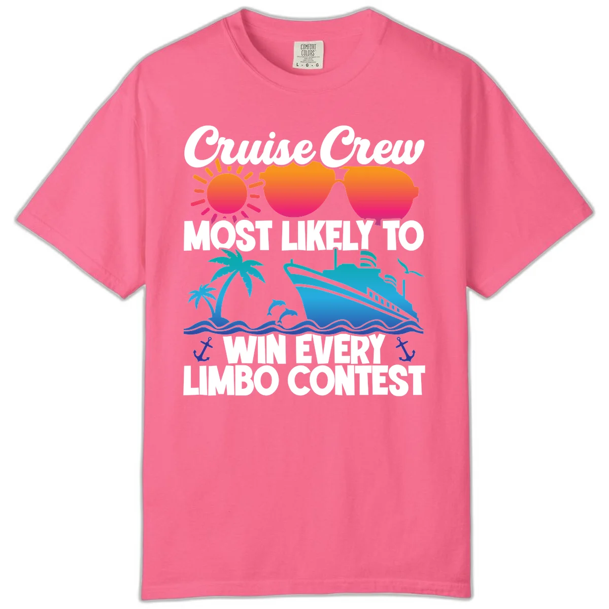 Cruise Crew Limbo Contest Comfort Color T-Shirt in Crunchberry
