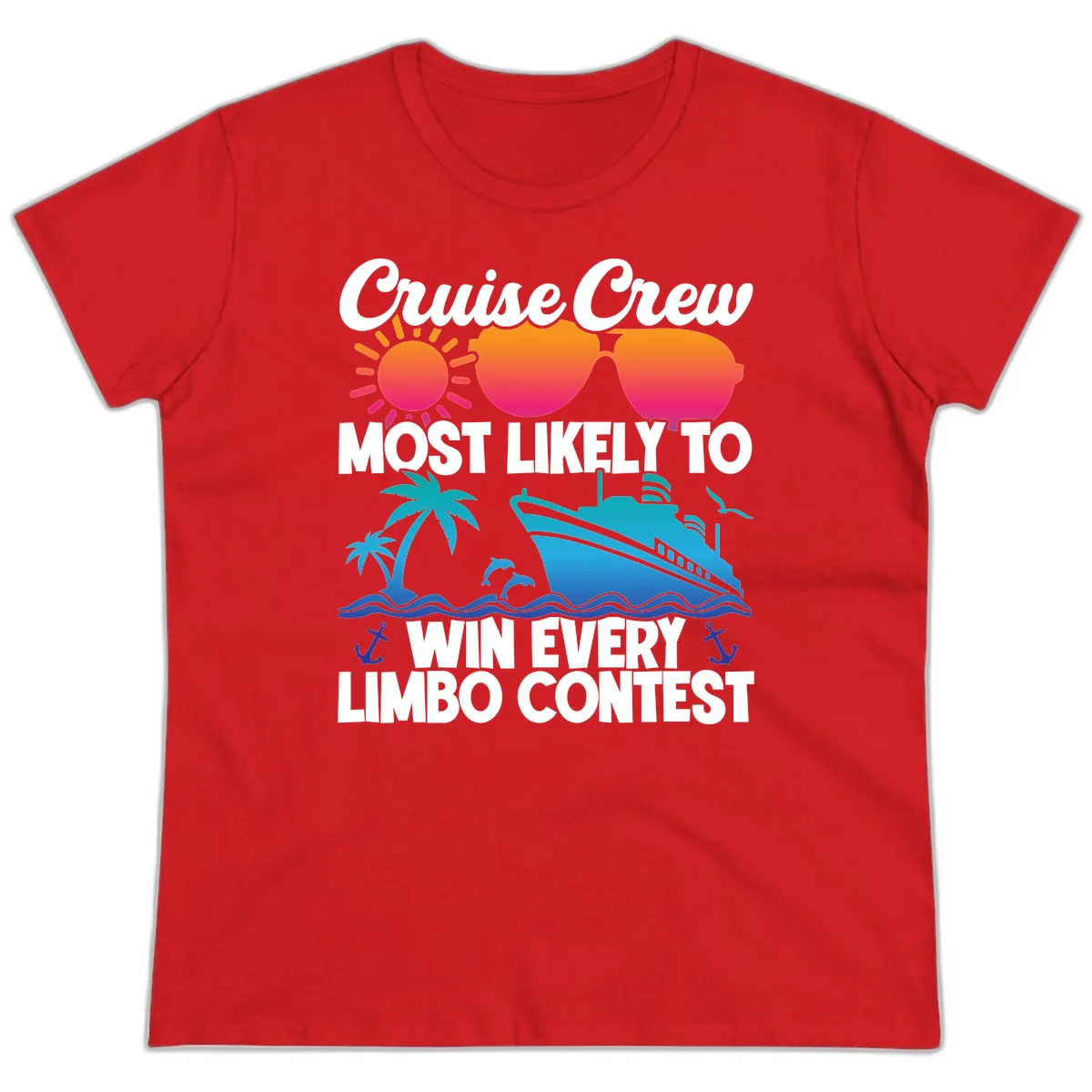 Cruise Crew Limbo Contest Funny Ladies Tee in Red