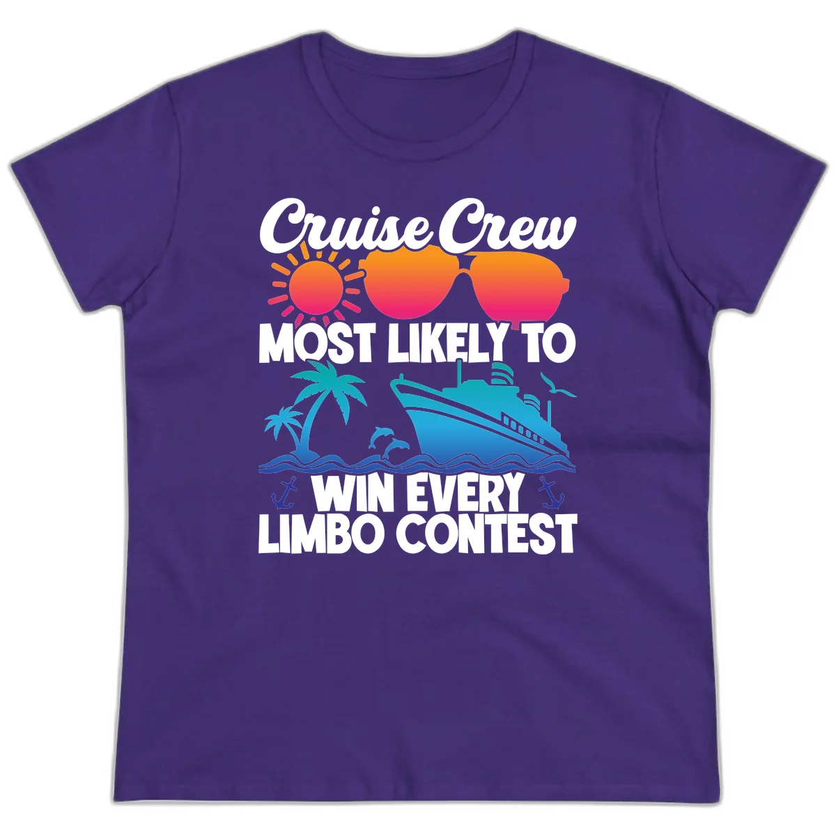 Cruise Crew Limbo Contest Funny Ladies Tee in Purple