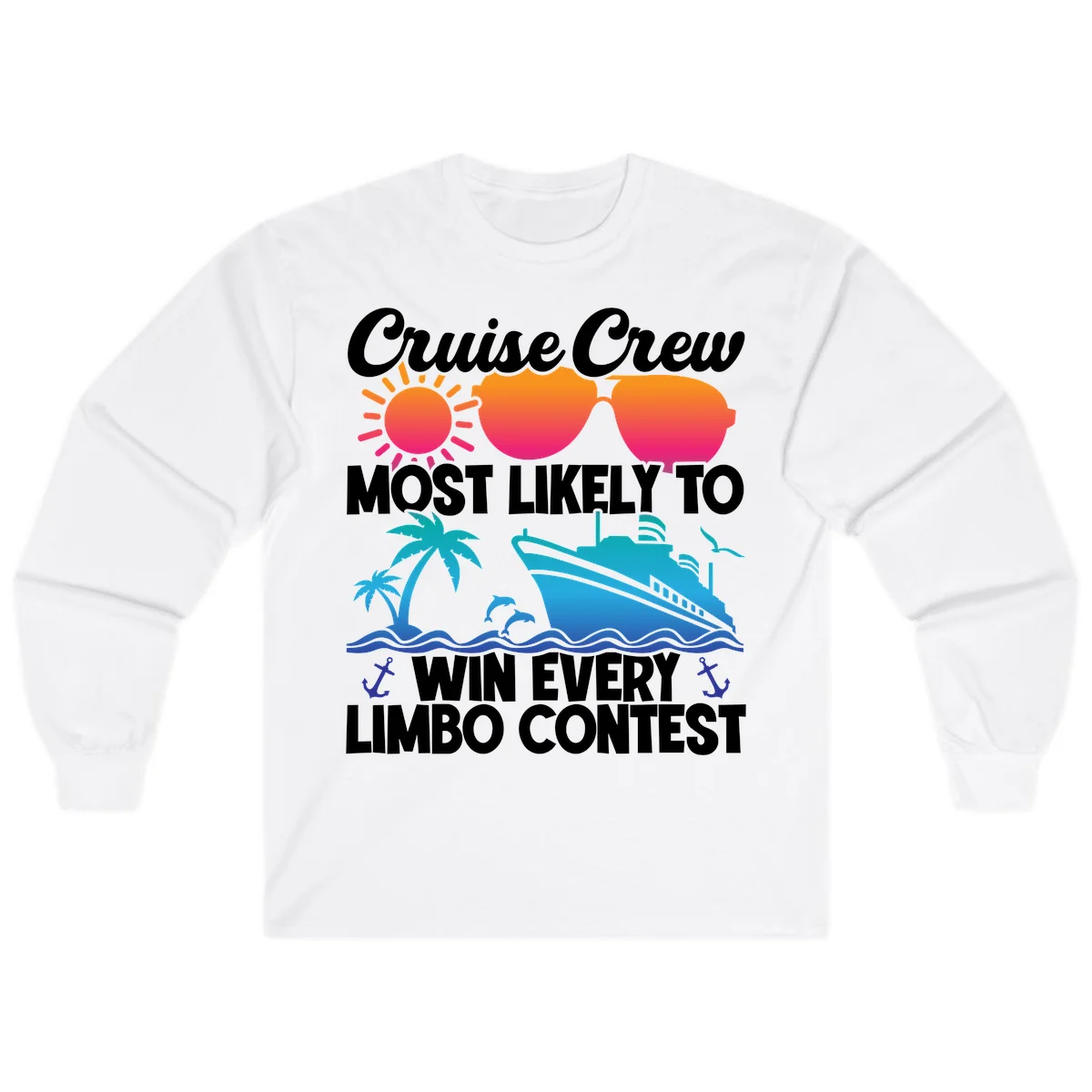 Cruise Crew Limbo Contest Long Sleeve Shirt in White