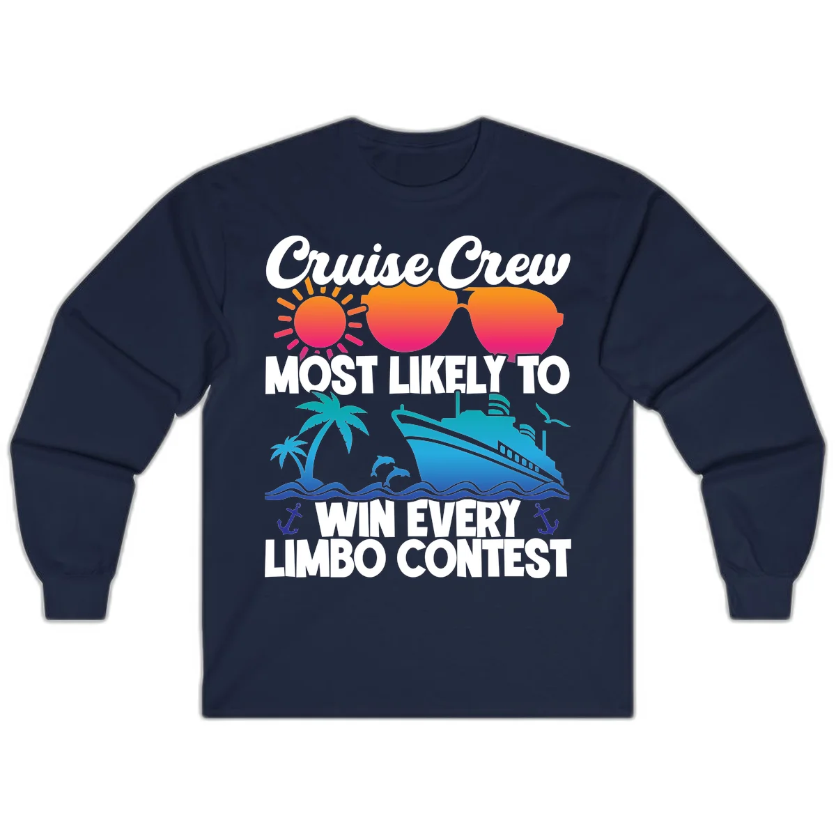 Cruise Crew Limbo Contest Long Sleeve Shirt in Navy