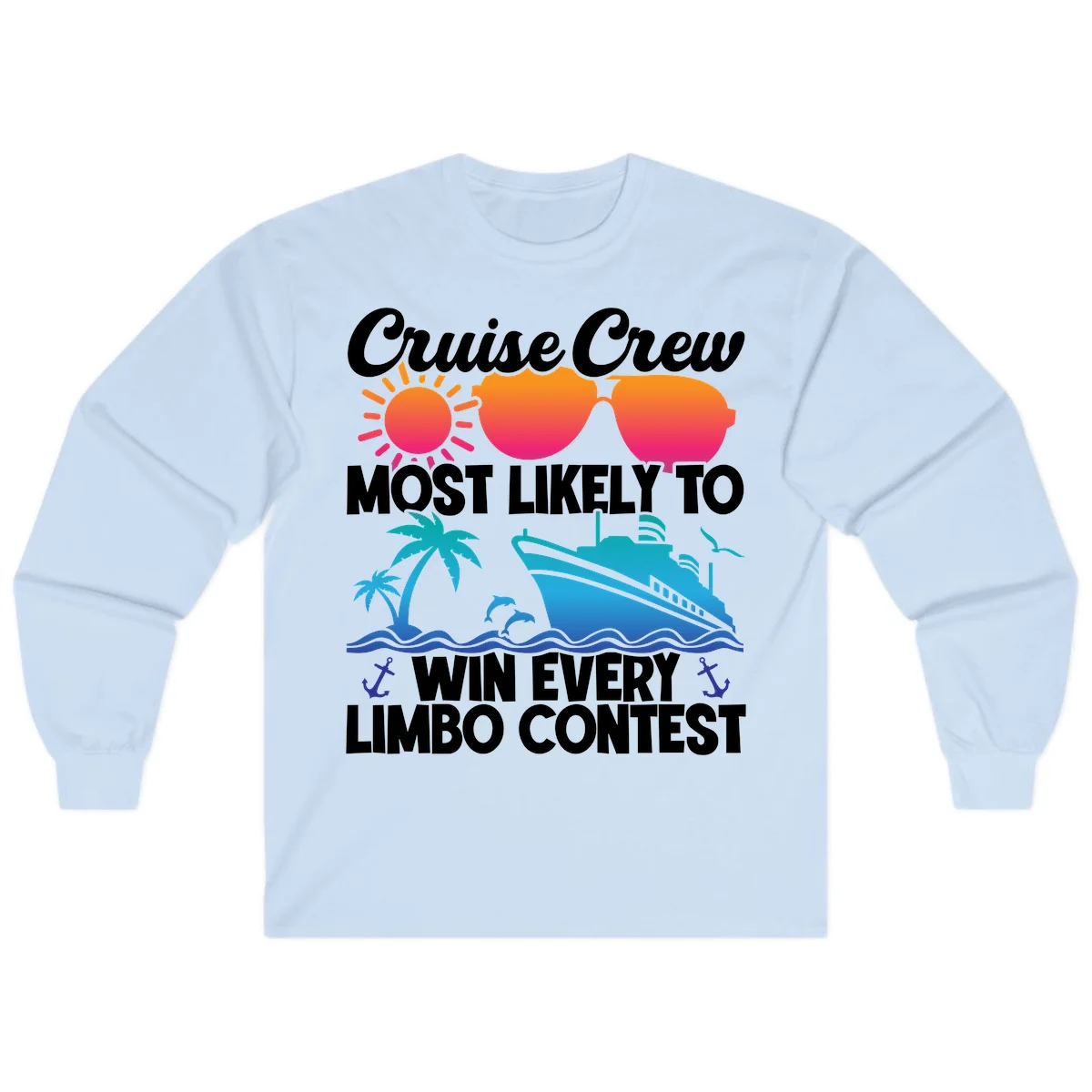 Cruise Crew Limbo Contest Long Sleeve Shirt in Light Blue